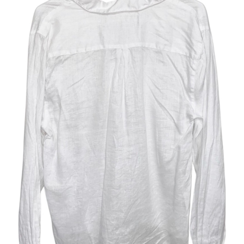 Garnet Hill Shirt Womens Size 16 White 100% Linen Button European Flax Coastal - Picture 3 of 7